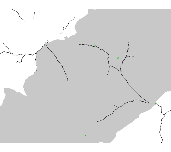 input vector map available streams with the national park and points of
interest