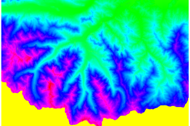 input raster map with elevation and natural discharge