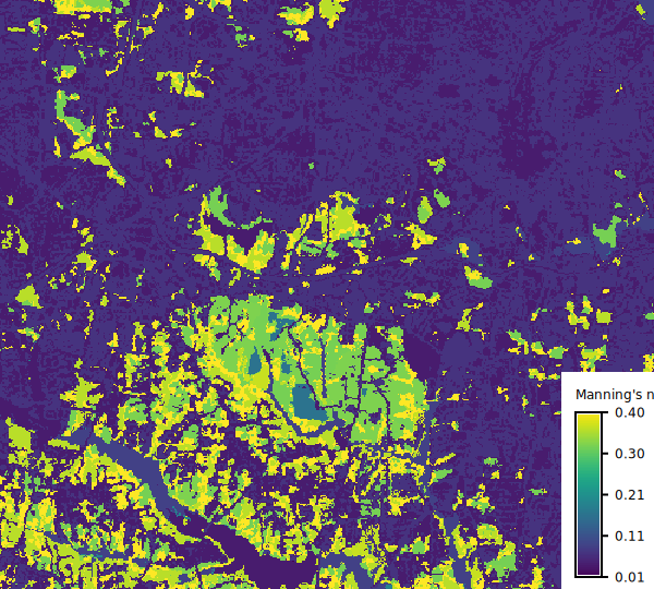 Map of Manning's n values