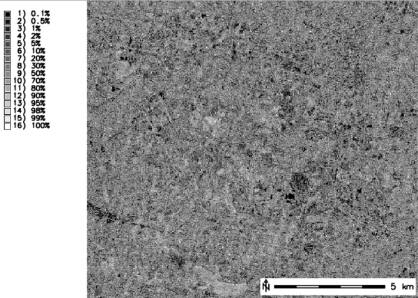 Output raster map with rejection probability values
(pixel classification confidence levels)
