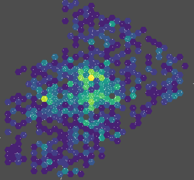 Point density in a hexagonal grid