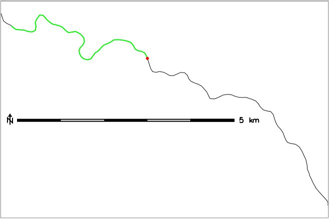 Extract line segment from 400m to 5000m from beginning of line 1