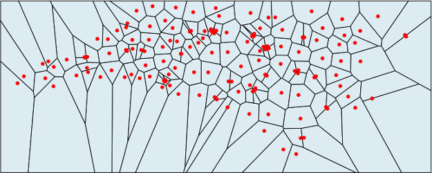 Voronoi diagram for hospitals in North Carolina