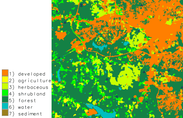 Random points only sampled in forested areas