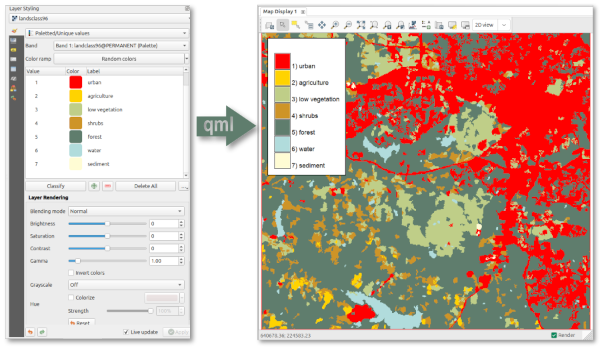 From QGIS through QML to GRASS color table and categories