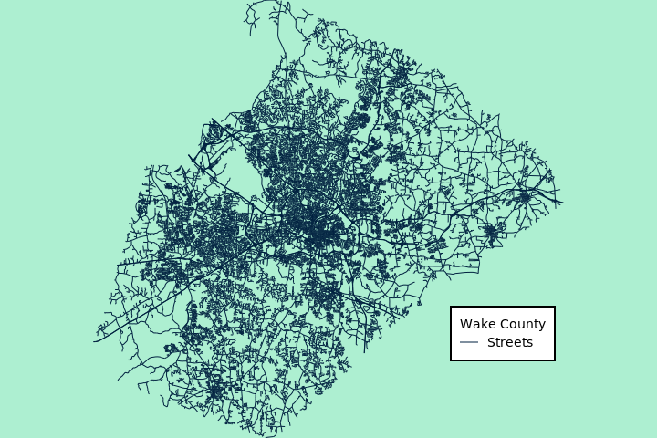 Street network with legend and background color