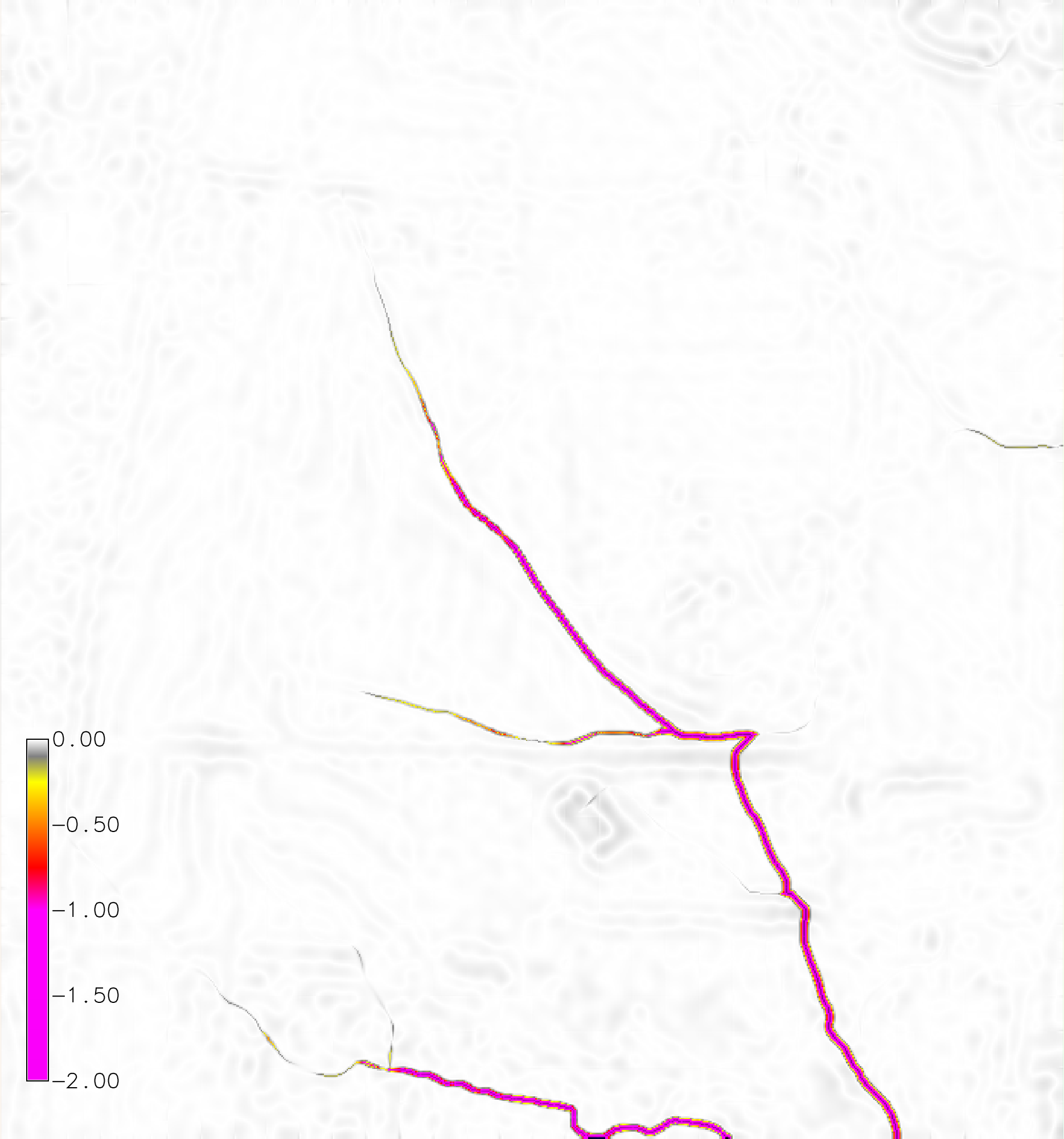 Net difference (m) for a dynamic RUSLE simulation