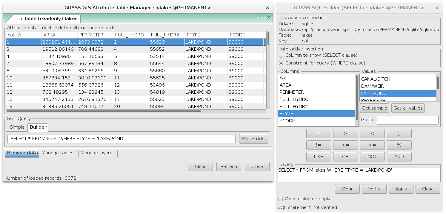 Attribute Table Manager and SQL Builder