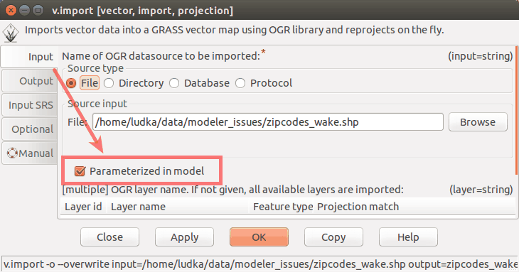 Model parameter settings