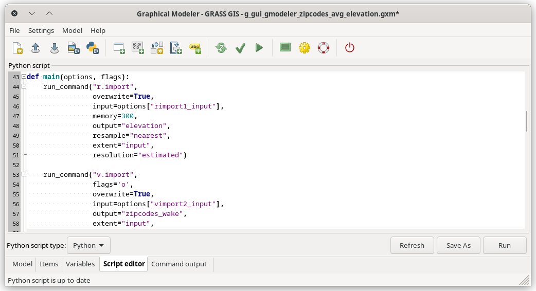 Items with Script editor window