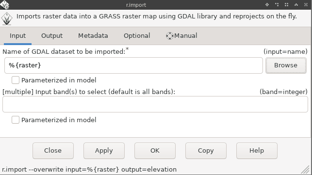 Example of raster file variable usage