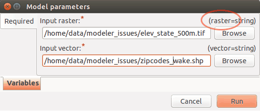 Model with variable inputs