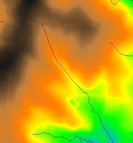 Original DEM with vector streams