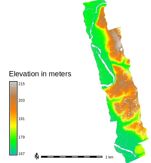 Elevation for the whole area of Serpent Mound dataset