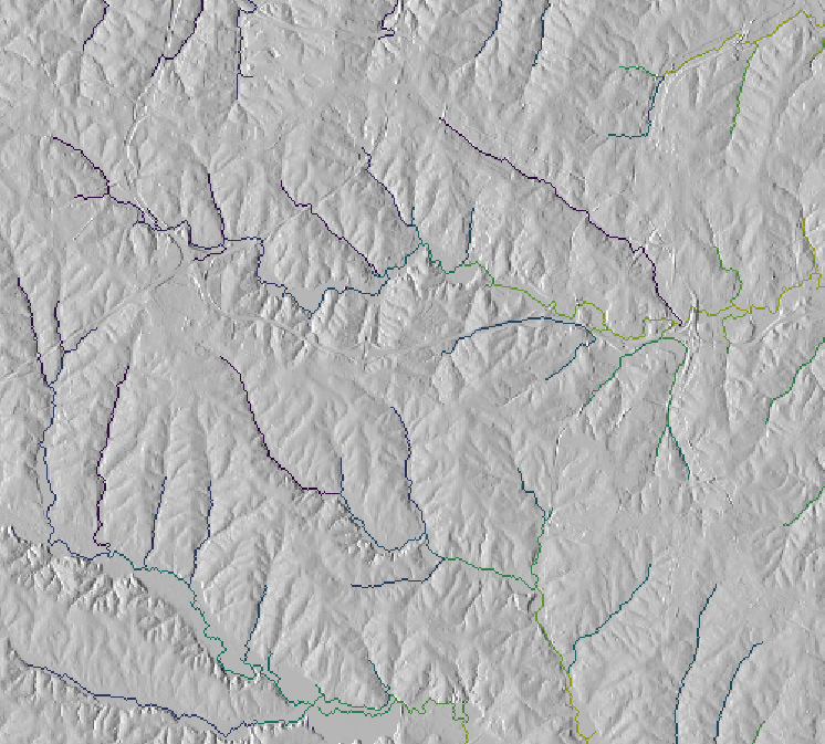 Extracted streams from original flow accumulation map