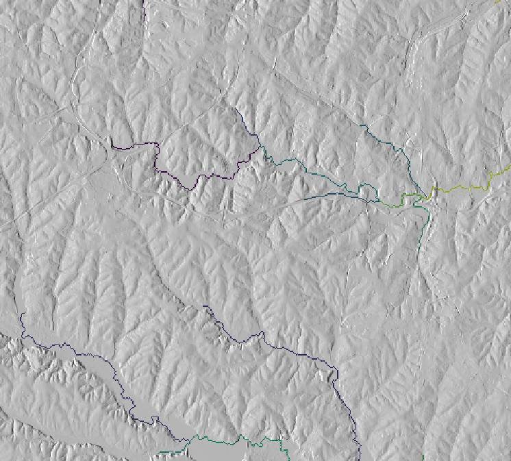 Extracted streams from weighed flow accumulation map