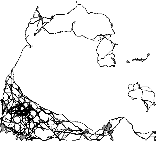 Output network represented by shortest paths