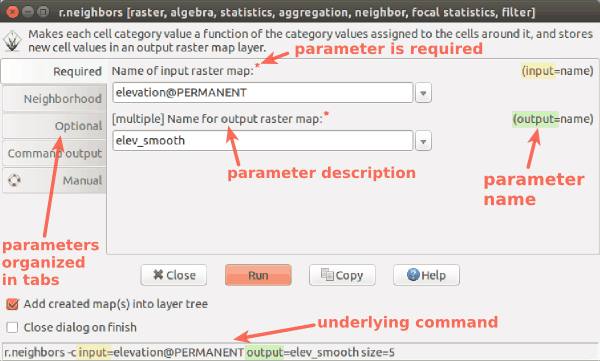 r.neighbors dialog