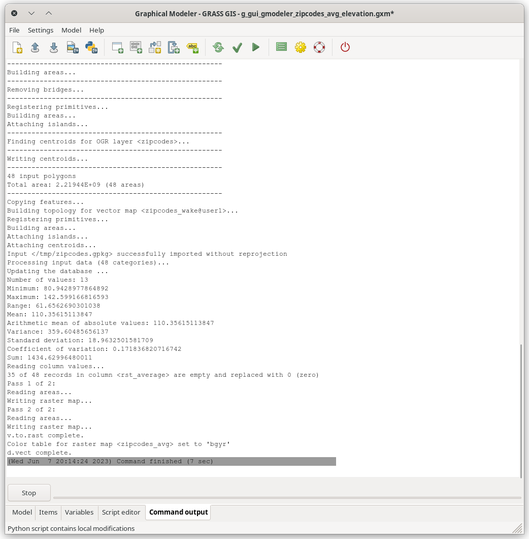 Script editor in the wxGUI Graphical Modeler: result