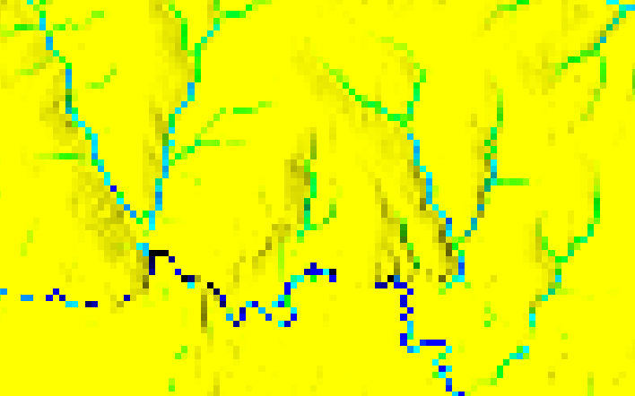 Weighed flow accumulation map